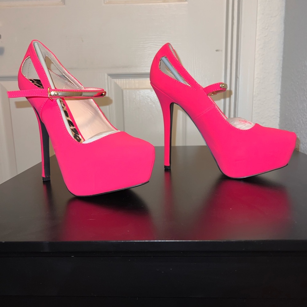 Hot Pink Cupid platform heels